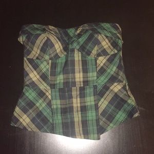 Plaid strapless top